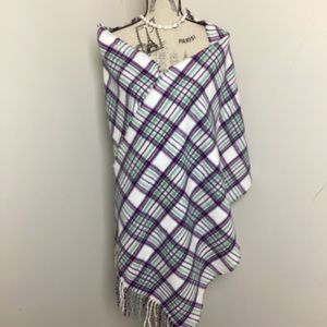 Women’s Green Pink Blue White Plaid Scarf 🧣 with Fringes Wrap
